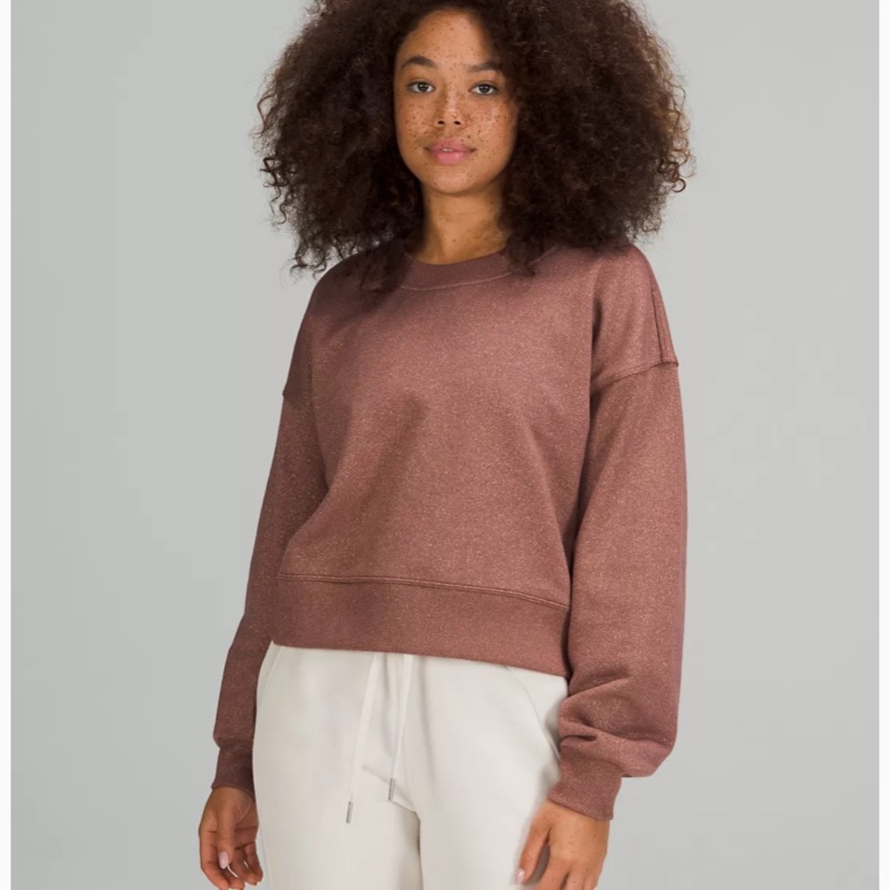 🎁LULULEMON PERFECTLY OVERSIZED CROPPED CREW*SPARK-SMOKY TOPAZ-6/8/10🎁 - Picture 8 of 13
